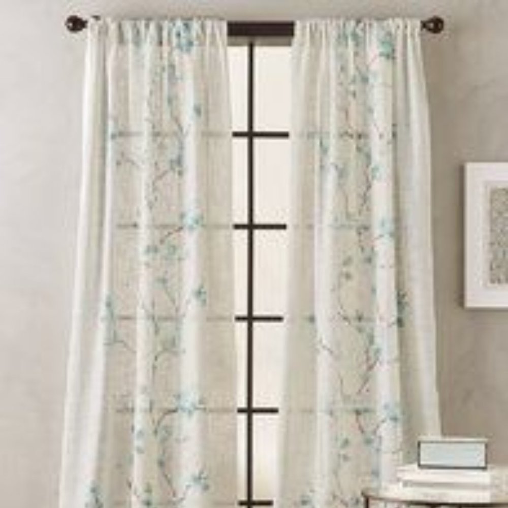 ANDOVER MILLS Michiko Damien Floral Aqua Curtain Panel 50 in x 108 in NWT NEW